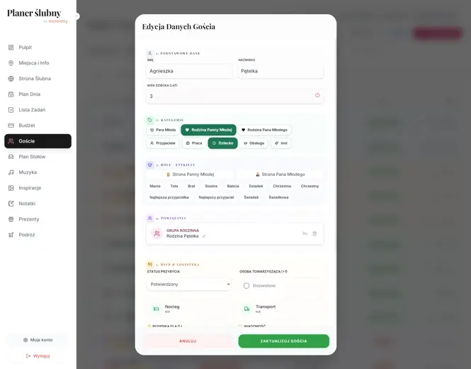 Brudnopis listy gości weselnych w planerze online do tworzenia pierwszej wersji listy Brudnopis listy gości weselnych w planerze online do tworzenia pierwszej wersji listy
