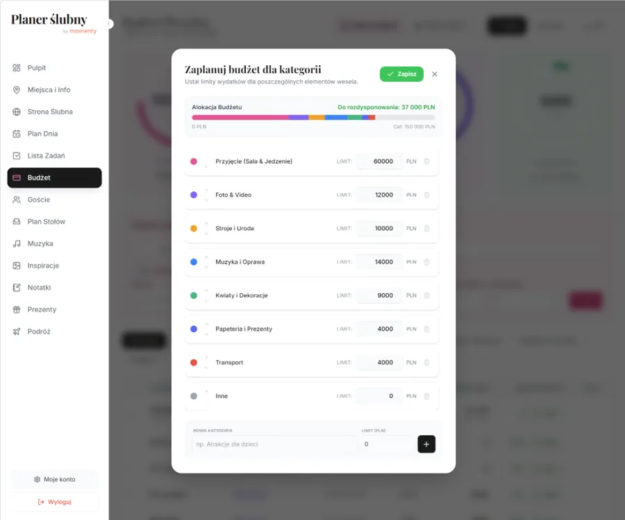 Porównanie kosztów sal weselnych i limitów budżetowych w planerze ślubnym
